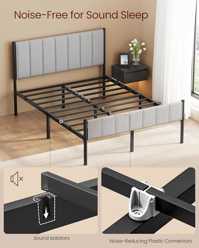 Steel Full Bed Frame with Upholstered Headboard, view 7
