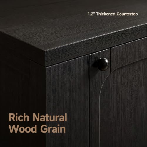47" Black Sideboard Buffet Cabinet with Storage Modern Credenza with Doors, view 5