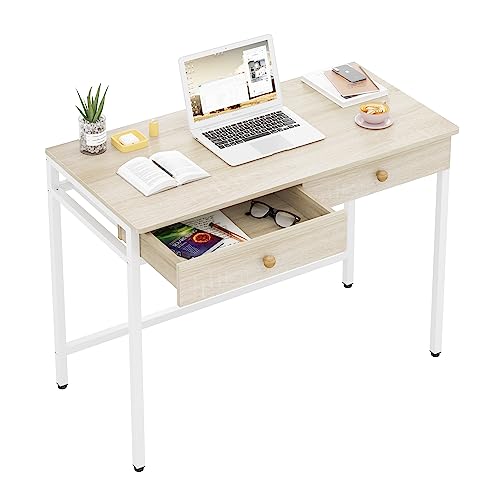 Computer Desk with Drawers, Home Office Desk for Writing, Studying, and Gaming - Sturdy and Spacious Workstation for PC and Laptop(Beige)
