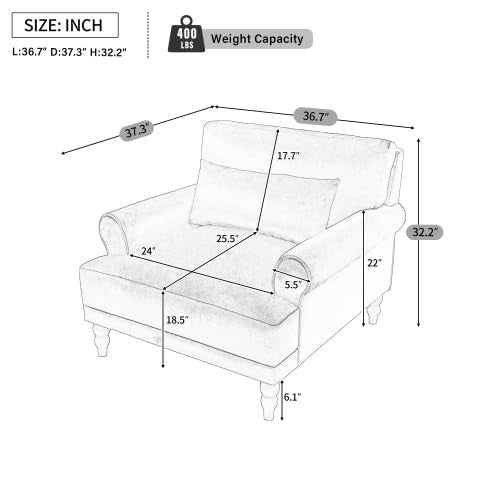 Oversized Velvet Accent Arm Chair with Roman Column Legs, Green, view 3