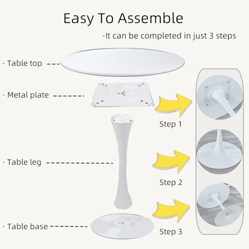 Round Dining Table White with Pedestal Base,31.5" Modern Tulip Dining Room Table for 1-4 People,Pedestal Dining Table with Round Top for Kitchen Living Room (Tulip Dining Table White)