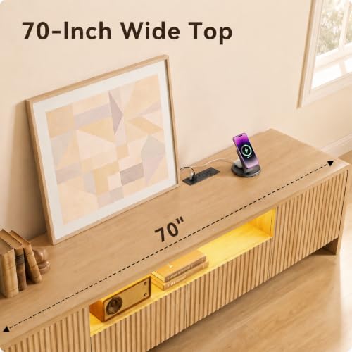 70” Fluted TV Stand for 75 Inch TV, Modern Media Console, view 6