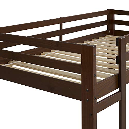 Alexander Classic Solid Wood Stackable Jr Twin Over Twin Bunk Bed, Twin Over Twin, Walnut