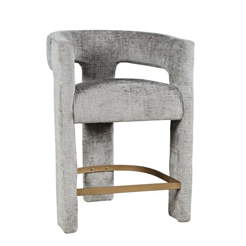 Jofran Gwen Gray Upholstered Counter Stool with Arms – Versatile Barstools – Stylish Seating for Kitchen Dining Room or Home Bar, Natural, Modern Counter Stools,Set of 4