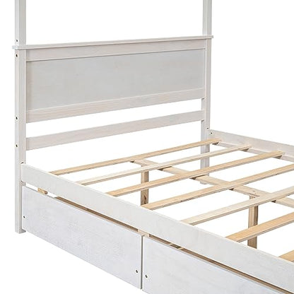 Full Size Canopy Platform Bed with 2 Drawers, view 8