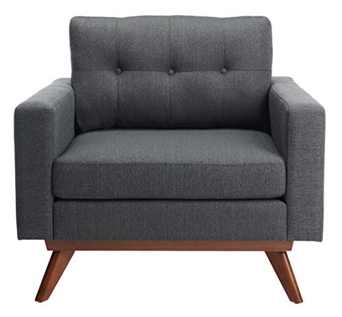 Safavieh Couture Home Gneiss Mid-Century Modern Slate Grey Linen Arm Chair