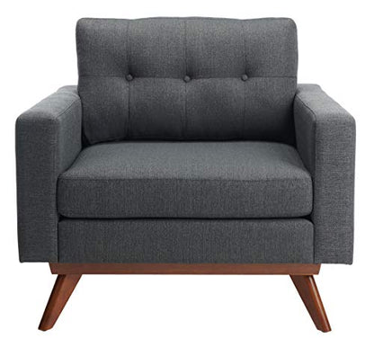 Safavieh Couture Home Gneiss Mid-Century Modern Slate Grey Linen Arm Chair