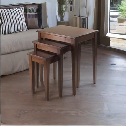 Beechwood Stackable Nesting Tables - Set of 3 Sizes, Contemporary Design, Space-efficient & Practical Furniture