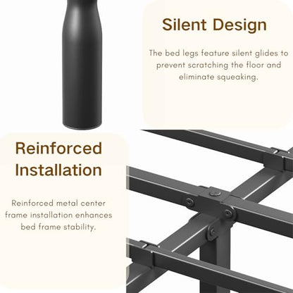 Heavy Duty Full Size Bed Frame, 14" Black Metal with Storage, view 6