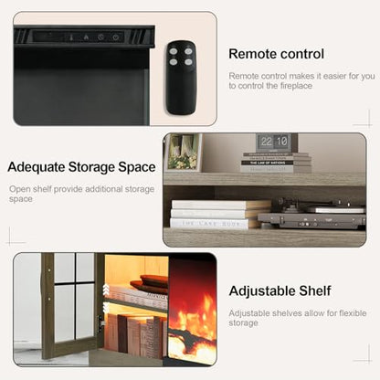 70" Fireplace TV Stand for TVs Up to 80", view 4