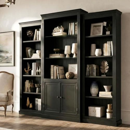 Tall Bookcase with Storage, Doors and Shelves & LED, view 2