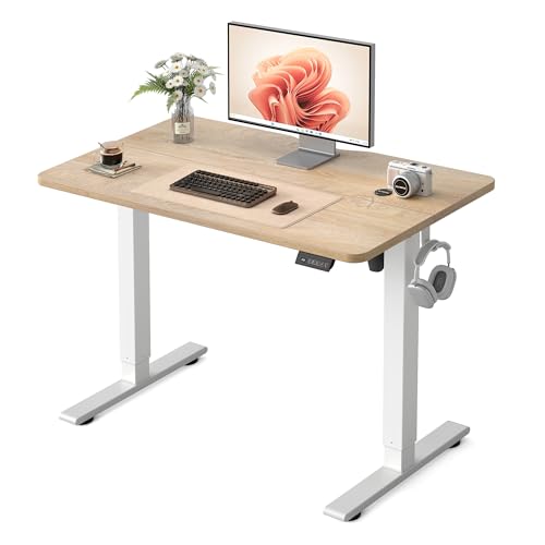 40 x 24 Inches Electric Standing Desk Adjustable Height, 3 Memory Height Settings, Sit Stand Up Desk for Home Office & Computer Workstation, Maple