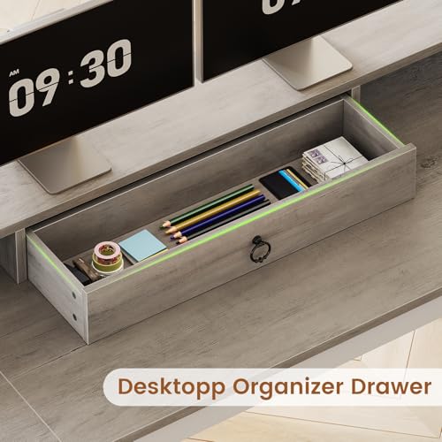 Farmhouse 63" L Shaped Desk with Drawers and Storage Cabinet, view 6