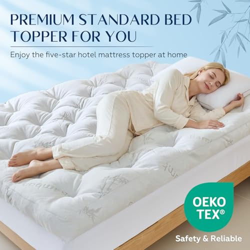 5 Inch Cooling Bamboo Viscose Mattress Topper Queen Size,60x80 in,2000 GSM, view 8