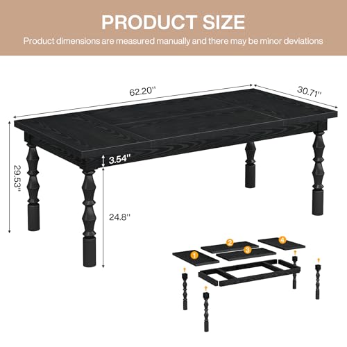 Tribesigns Large Black Executive Office Desk, 62.2" Farmhouse Computer Desk, view 3