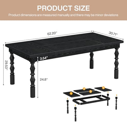 Tribesigns Large Black Executive Office Desk, 62.2" Farmhouse Computer Desk, view 3