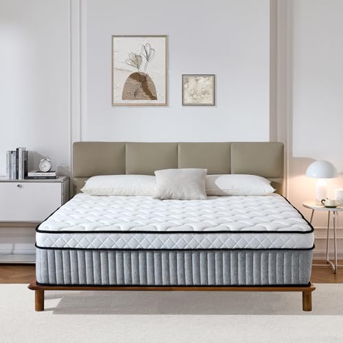 Omblix Queen Mattress, 12 Inch Queen Size Mattress,Hybrid Mattresses in a Box with Memory Foam and Individual Pocketed Coil,CertiPUR-US,Medium Firm & Pressure Relief