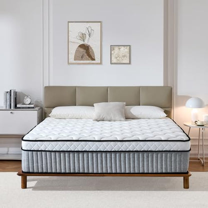 Omblix Queen Mattress, 12 Inch Queen Size Mattress,Hybrid Mattresses in a Box with Memory Foam and Individual Pocketed Coil,CertiPUR-US,Medium Firm & Pressure Relief