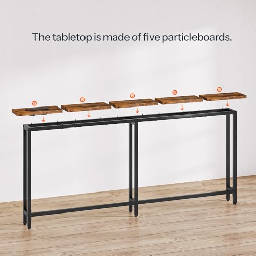63" Narrow Console Table with Charging Station, 5.9" Slim Sofa Table Behind Couch, 2 AC Outlets & USB-C Ports, Long Entryway Tables for Small Spaces, Livingroom, Rustic Brown BF165UXG01G1