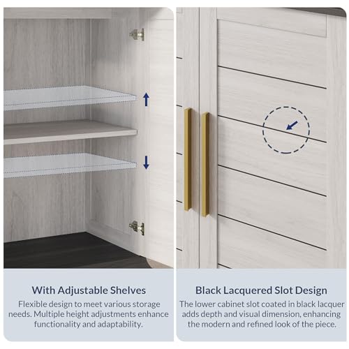 72" High Storage Cabinet with Adjustable Shelves and Drawers, Freestanding Cabinet with Ample Storage Space for Kitchen, Dining & Living Room - White