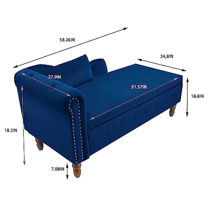 Velvet Chaise Lounge Indoor with Storage, view 3