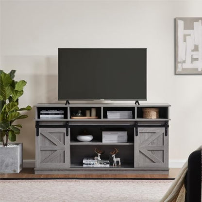 TV Stand Sliding Barn Door Modern&Farmhouse Wood Entertainment Center, view 2