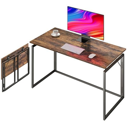 Folding Desk - 39.4” Wood Top Foldable Desk for Small Spaces | No Assembly Required Compact Desk for Home Office, Writing, and Study