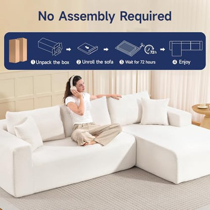 2025 New 108" Cloud Couch Sectional, Comfy Boneless Modular Sectional Sofa with L-Shaped Chaise, Deep Seat Couch for Living Room, No Assembly Required (Beige, Right Facing Chaise)