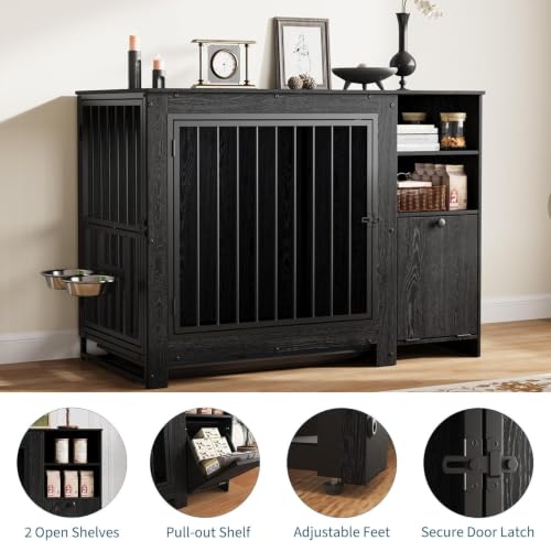 45.3" Dog Crate Furniture, Wooden Dog Kennel End Table, view 5