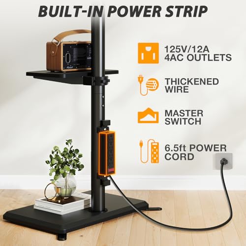 Floor TV Stand with Power Outlet for 32-70 inch TV up to 88 lbs, view 7