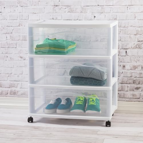 Wide 3-Drawer Cart with Wheels for Bedroom and Dresser, 2-Pack, view 6