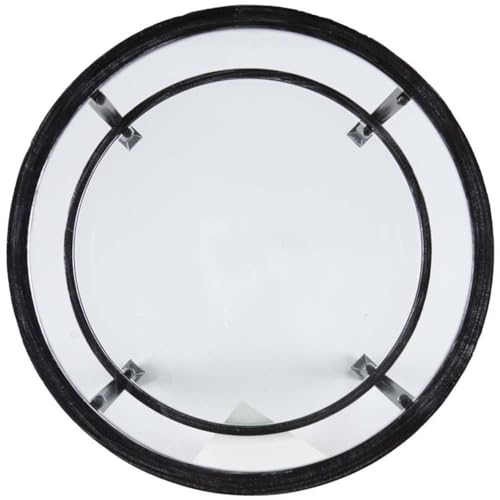 SEI Furniture Jaymes Round Glass Top Metal End Table in Black
