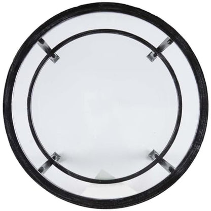 SEI Furniture Jaymes Round Glass Top Metal End Table in Black