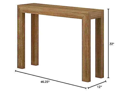 Modern Solid Wood Console Table, 46 Inch, Sofa Table, Narrow Entryway Table for Hallway, Behind The Couch, Living Room, Foyer, Easy Assembly, Pecan