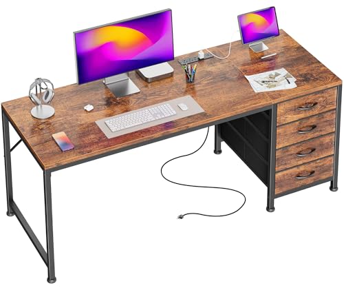 55.1 Inch Computer Office Desk with Power Outelts and USB-C Port, view 2