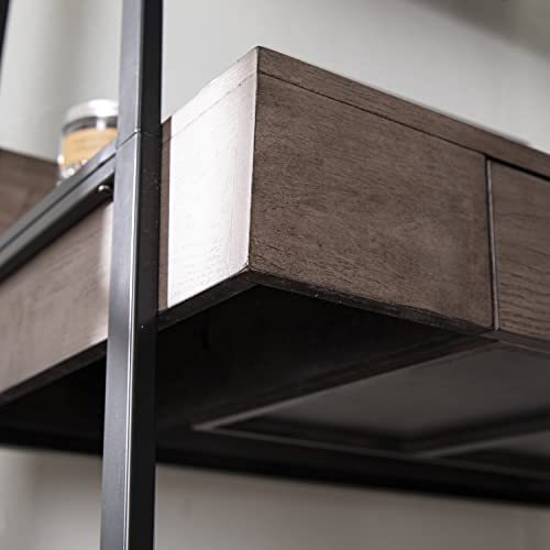 Lizvan Industrial Ladder Desk with Storage - Industrial Design, Grey Iron and Wood - Ideal for Home Office, Bedroom (HO1133637)