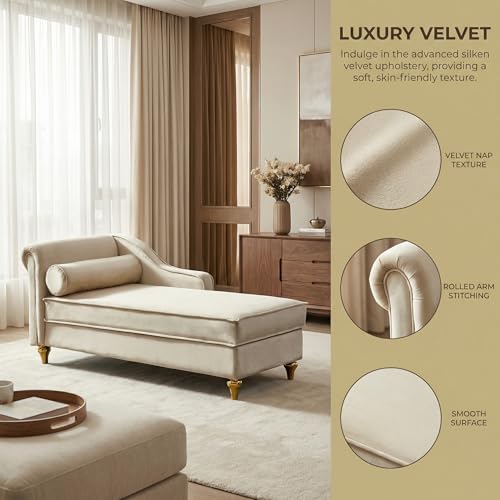60.6''Velvet Chaise Lounge Indoor, view 5