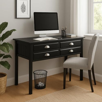Wood Timber Console Table - Contemporary Design, Black Finish, 4 Storage Drawers, Entryway Furniture, Easy Assembly - 47.6" W x 15.7" D x 29.1" H