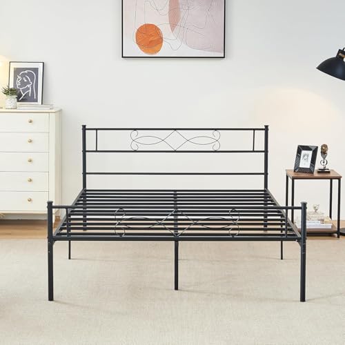 14" Full Size Metal Platform Bed Frame with Headboard, view 5