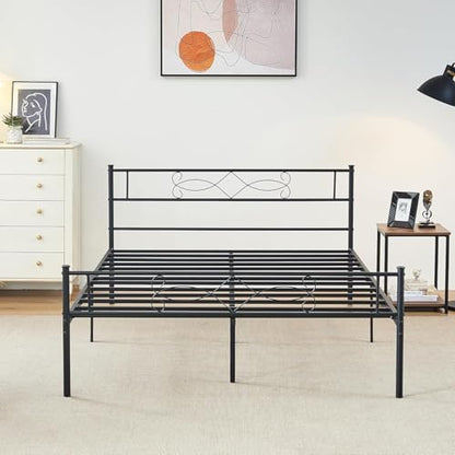 14" Full Size Metal Platform Bed Frame with Headboard, view 5