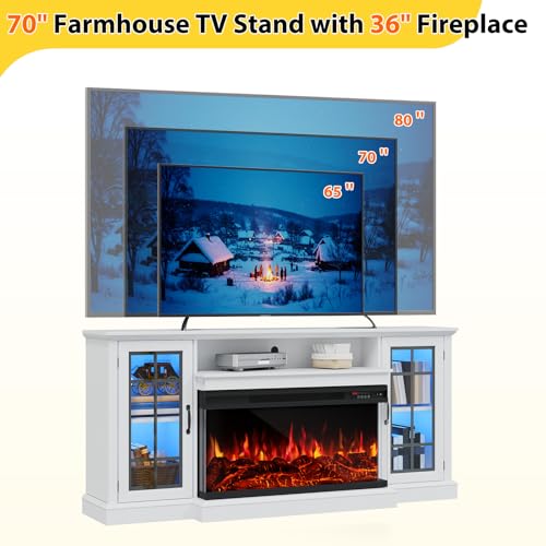 70 Inch Fireplace TV Stand for TVs up to 80", view 5
