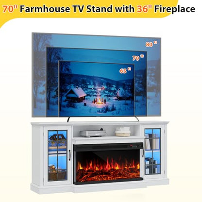 70 Inch Fireplace TV Stand for TVs up to 80", view 5