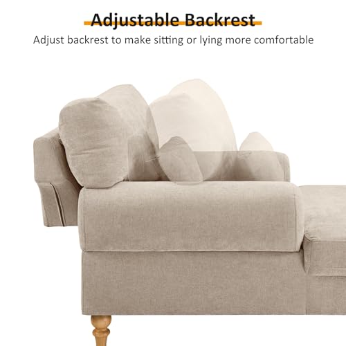 Modern Chaise Lounge Chair with Adjustable Backrest, view 6