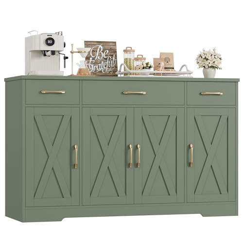 Kitchen Buffet Sideboard Storage Cabinet, Coffee Bar Cabinet, Green, view 2