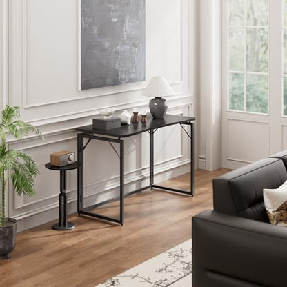 31.5" Black Folding Desk, No Assembly, Wooden Top, Small Size, view 5