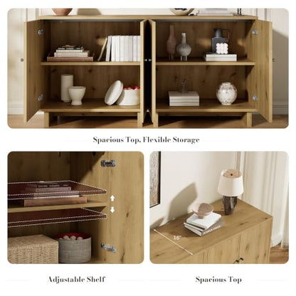31.3" Storage Cabinet, Modular Sideboard Buffet Cabinet, Glass Cabinet-Oak, view 7