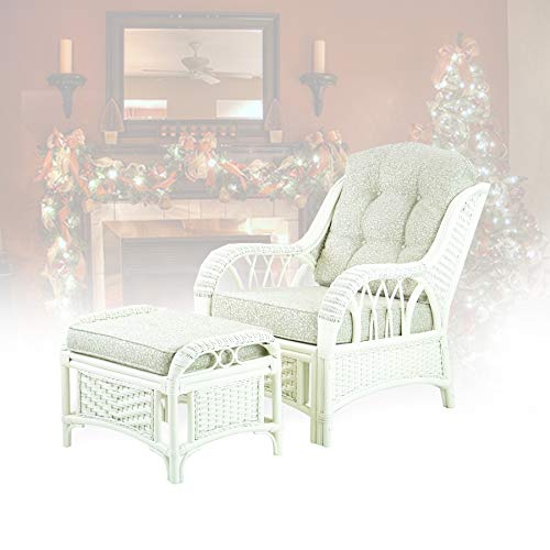 Rattan Wicker Natural ECO Handmade Design Alexa Living Armchair White Color with Cushion
