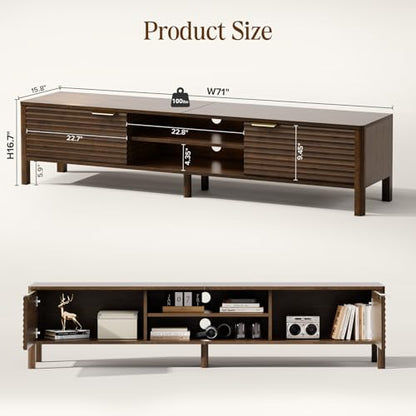 TV Stand for Living Room up to 80 Inch TVs Entertainment Center Walnut 71", view 3