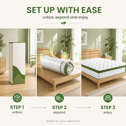 12 Inch Queen Size Hybrid Mattress, Gel Memory Foam & Pocket Springs, view 8