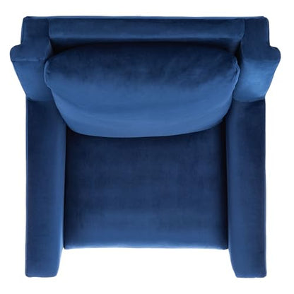 Safavieh Home Astrid Navy and Natural Oak Mid-Century Arm Chair
